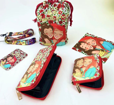 Mermaid & Belle purse gift Set (Bags/Purse/Card Holder/Lanyard/Cleaning Cloth)