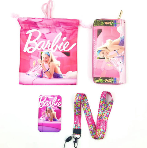 Barbie purse gift Set (Bags/Purse/Card Holder/Lanyard/Cleaning Cloth)