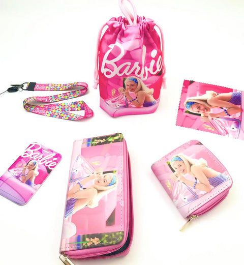 Barbie purse gift Set (Bags/Purse/Card Holder/Lanyard/Cleaning Cloth)