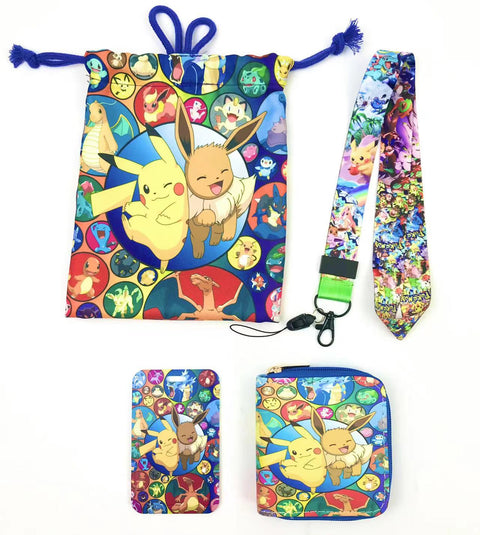 Pokémon purse gift Set (Bags/Purse/Card Holder/Lanyard/Cleaning Cloth)