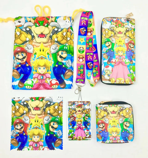 Mario purse gift Set (Bags/Purse/Card Holder/Lanyard/Cleaning Cloth)