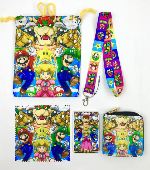 Mario purse gift Set (Bags/Purse/Card Holder/Lanyard/Cleaning Cloth)