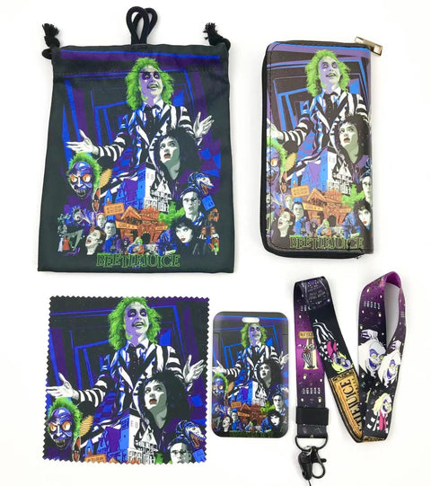 Horror Beetlejuice purse gift Set (Bags/Purse/Card Holder/Lanyard/Cleaning Cloth)