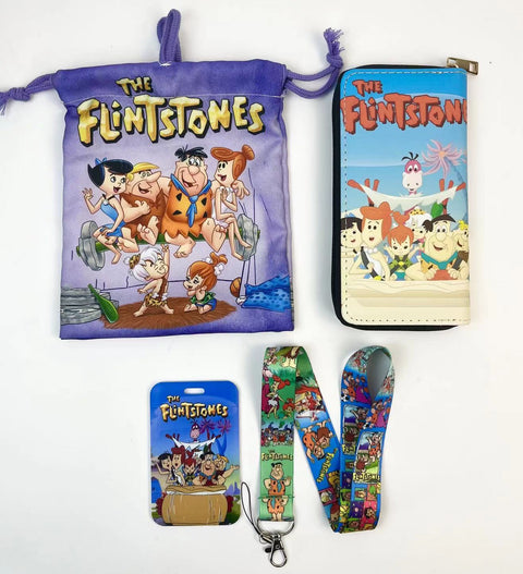 Flintstones purse gift Set (Bags/Purse/Card Holder/Lanyard/Cleaning Cloth)