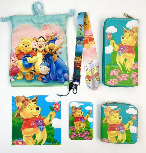 Winnie the Pooh purse gift Set (Bags/Purse/Card Holder/Lanyard/Cleaning Cloth)