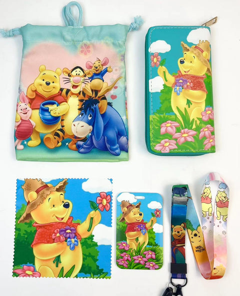 Winnie the Pooh purse gift Set (Bags/Purse/Card Holder/Lanyard/Cleaning Cloth)