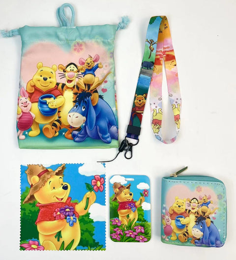Winnie the Pooh purse gift Set (Bags/Purse/Card Holder/Lanyard/Cleaning Cloth)