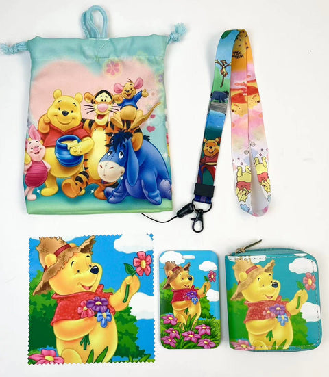 Winnie the Pooh purse gift Set (Bags/Purse/Card Holder/Lanyard/Cleaning Cloth)