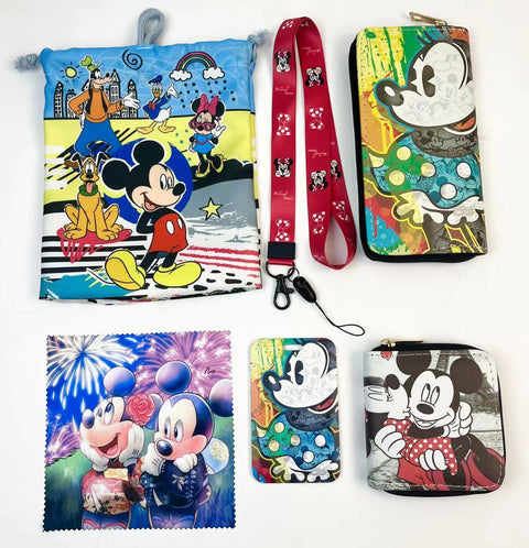 Minnie purse gift Set (Bags/Purse/Card Holder/Lanyard/Cleaning Cloth)