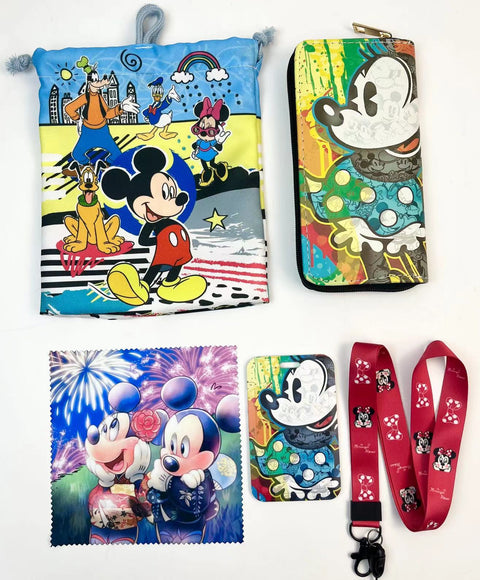 Minnie purse gift Set (Bags/Purse/Card Holder/Lanyard/Cleaning Cloth)