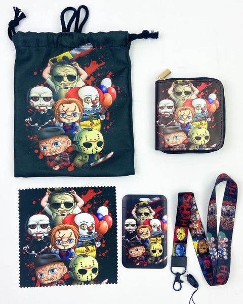 Horror Group purse gift Set (Bags/Purse/Card Holder/Lanyard/Cleaning Cloth)