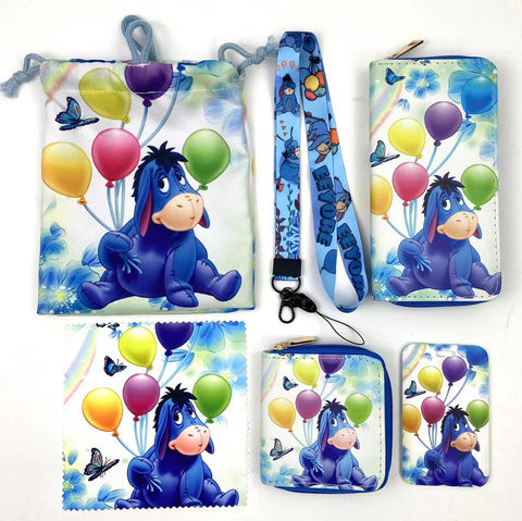 Eeyore purse gift Set (Bags/Purse/Card Holder/Lanyard/Cleaning Cloth)