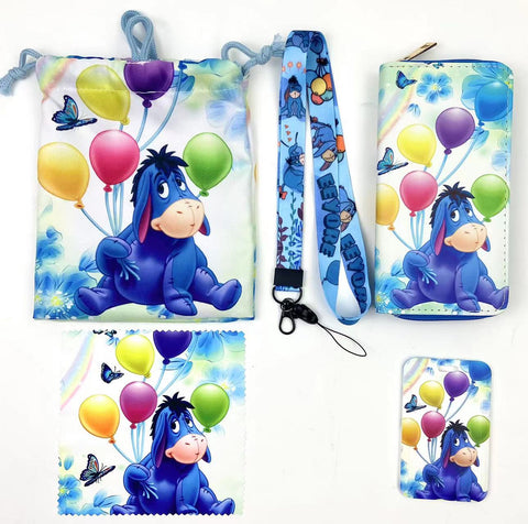 Eeyore purse gift Set (Bags/Purse/Card Holder/Lanyard/Cleaning Cloth)