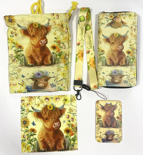 Cow purse gift Set (Bags/Purse/Card Holder/Lanyard/Cleaning Cloth)