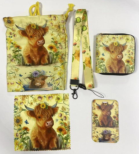 Cow purse gift Set (Bags/Purse/Card Holder/Lanyard/Cleaning Cloth)