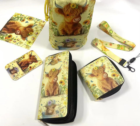 Cow purse gift Set (Bags/Purse/Card Holder/Lanyard/Cleaning Cloth)