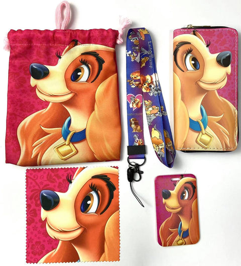 Lady and the Tramp purse gift Set (Bags/Purse/Card Holder/Lanyard/Cleaning Cloth)