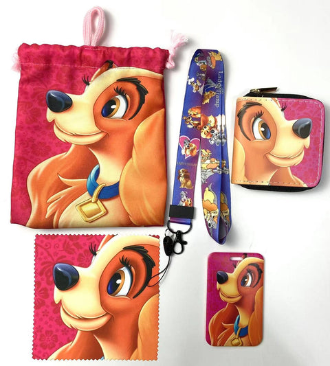 Lady and the Tramp purse gift Set (Bags/Purse/Card Holder/Lanyard/Cleaning Cloth)