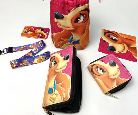 Lady and the Tramp purse gift Set (Bags/Purse/Card Holder/Lanyard/Cleaning Cloth)