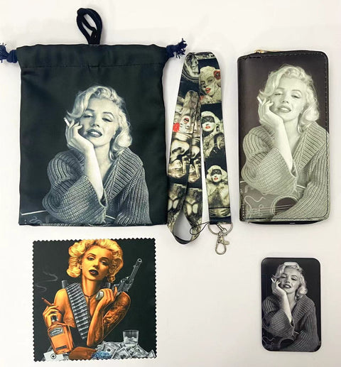 Marilyn Monroe purse gift Set (Bags/Purse/Card Holder/Lanyard/Cleaning Cloth)