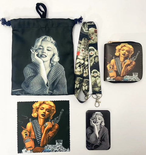 Marilyn Monroe purse gift Set (Bags/Purse/Card Holder/Lanyard/Cleaning Cloth)