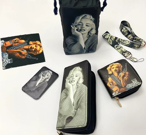 Marilyn Monroe purse gift Set (Bags/Purse/Card Holder/Lanyard/Cleaning Cloth)