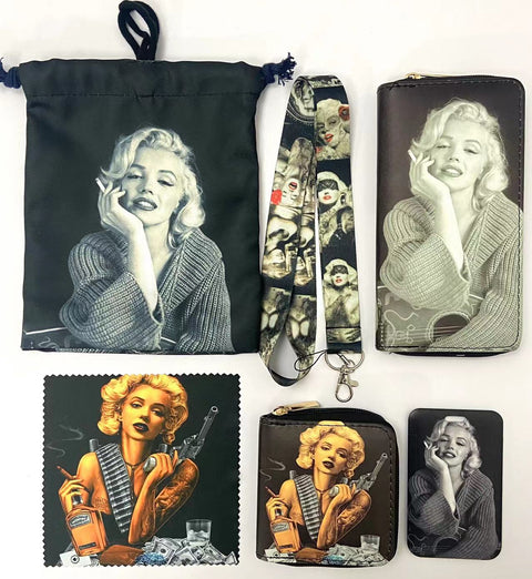 Marilyn Monroe purse gift Set (Bags/Purse/Card Holder/Lanyard/Cleaning Cloth)