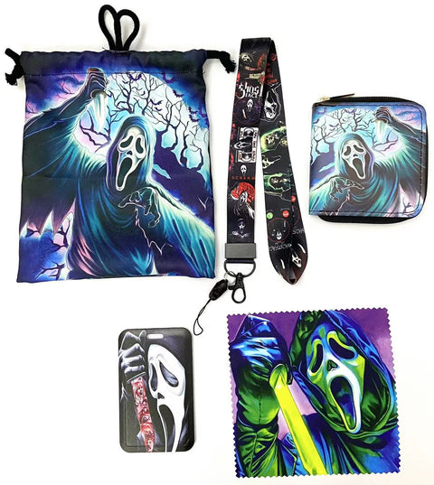 Horror Ghostface purse gift Set (Bags/Purse/Card Holder/Lanyard/Cleaning Cloth)