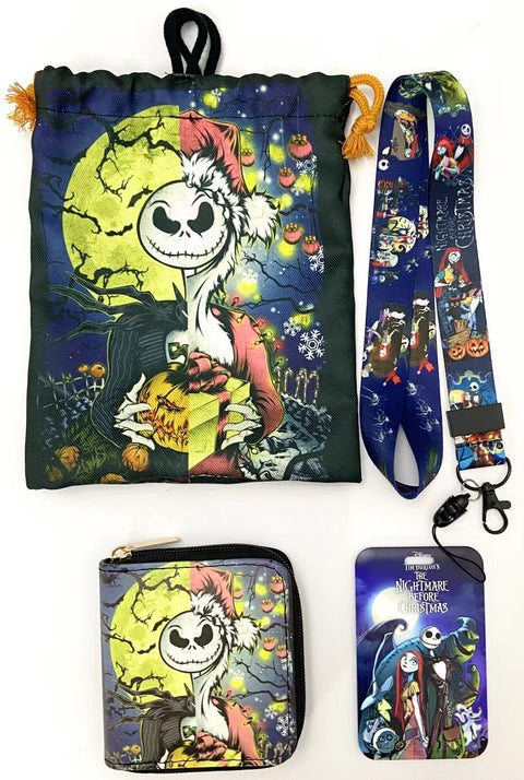 Horror NBC purse gift Set (Bags/Purse/Card Holder/Lanyard/Cleaning Cloth)