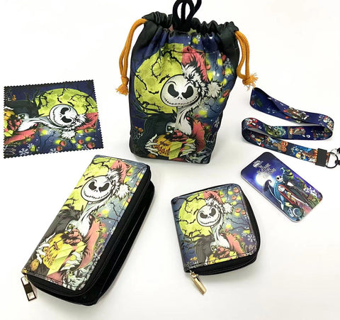 Horror NBC purse gift Set (Bags/Purse/Card Holder/Lanyard/Cleaning Cloth)