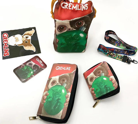 Gremlins purse gift Set (Bags/Purse/Card Holder/Lanyard/Cleaning Cloth)