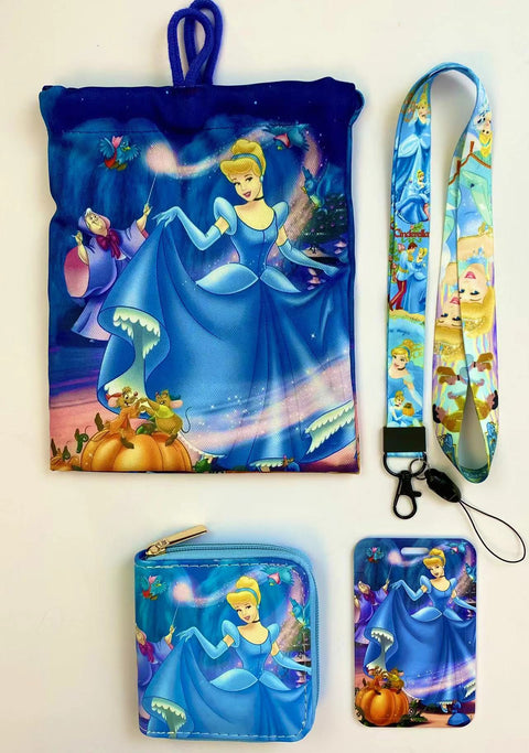 Cinderella purse gift Set (Bags/Purse/Card Holder/Lanyard/Cleaning Cloth)