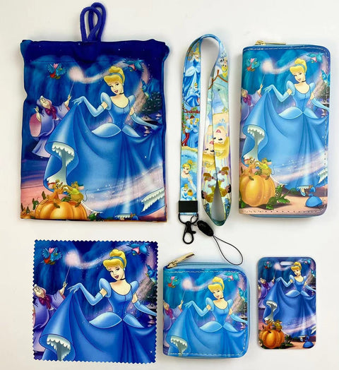 Cinderella purse gift Set (Bags/Purse/Card Holder/Lanyard/Cleaning Cloth)