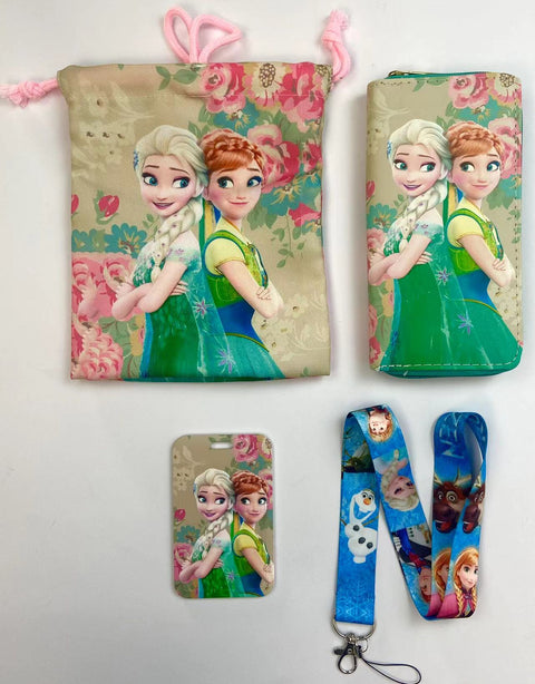 Frozen purse gift Set (Bags/Purse/Card Holder/Lanyard/Cleaning Cloth)