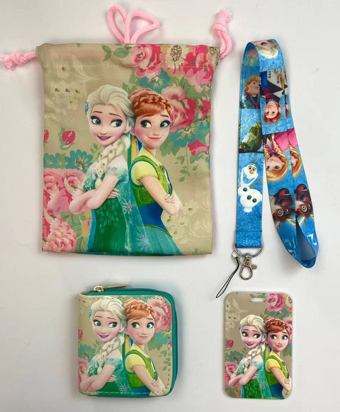 Frozen purse gift Set (Bags/Purse/Card Holder/Lanyard/Cleaning Cloth)