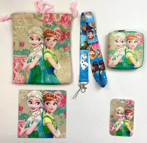 Frozen purse gift Set (Bags/Purse/Card Holder/Lanyard/Cleaning Cloth)