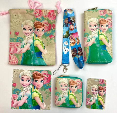Frozen purse gift Set (Bags/Purse/Card Holder/Lanyard/Cleaning Cloth)