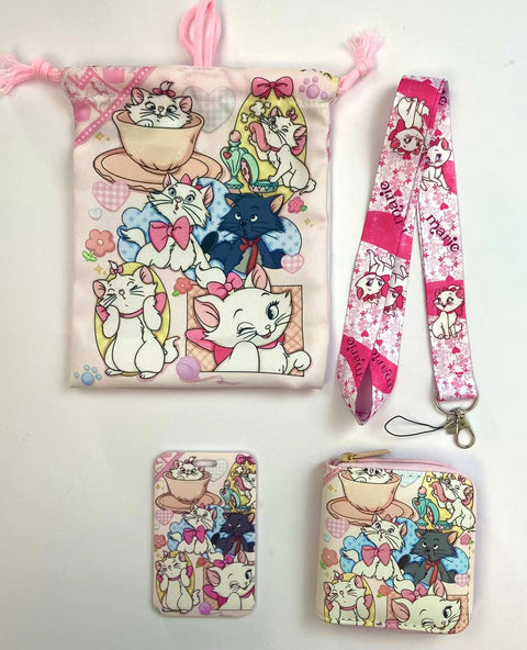 Marie Cat purse gift Set (Bags/Purse/Card Holder/Lanyard/Cleaning Cloth)