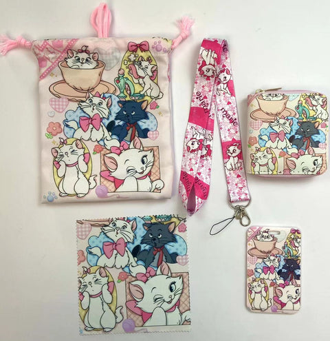 Marie Cat purse gift Set (Bags/Purse/Card Holder/Lanyard/Cleaning Cloth)