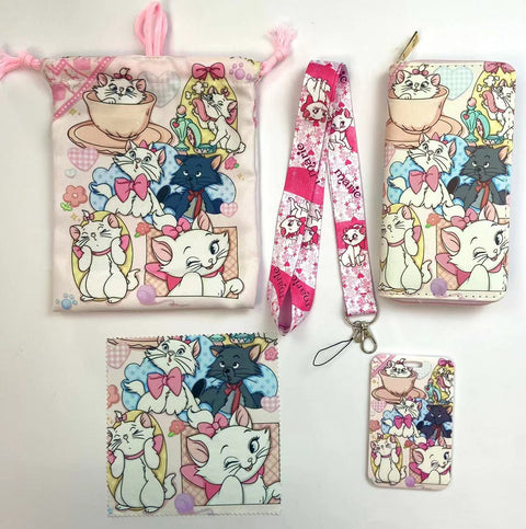Marie Cat purse gift Set (Bags/Purse/Card Holder/Lanyard/Cleaning Cloth)