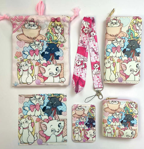 Marie Cat purse gift Set (Bags/Purse/Card Holder/Lanyard/Cleaning Cloth)