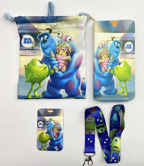 Monster Inc purse gift Set (Bags/Purse/Card Holder/Lanyard/Cleaning Cloth)