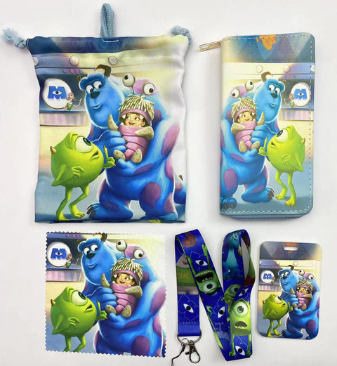 Monster Inc purse gift Set (Bags/Purse/Card Holder/Lanyard/Cleaning Cloth)