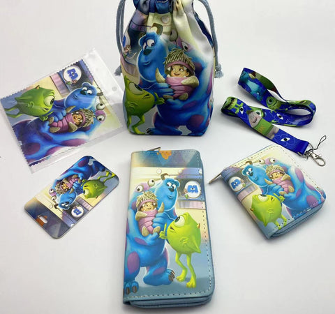 Monster Inc purse gift Set (Bags/Purse/Card Holder/Lanyard/Cleaning Cloth)