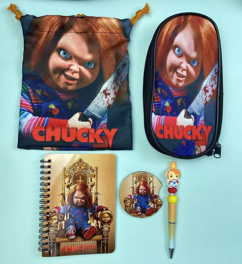 Horror Chucky purse gift Set (Bags/Purse/Card Holder/Lanyard/Cleaning Cloth)