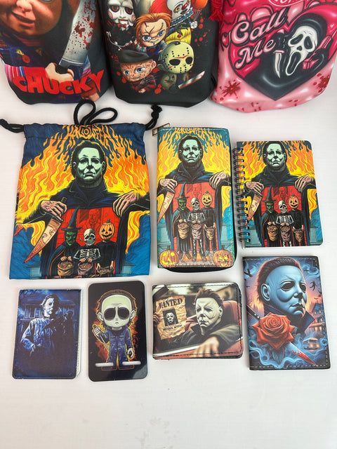 Michael Myers purse gift Set (Bags/Purse/Card Holder/Lanyard/Cleaning Cloth)